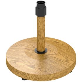 Patio Umbrella Base Holder, Outdoor Umbrella Base With Adjustable Pads, Heavy Duty Patio Umbrella Stand Base For Garden, Poolside, Nature Wood