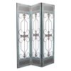 72" Blue Metal Folding Three Panel Screen Room Divider