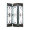 72" Blue Metal Folding Three Panel Screen Room Divider