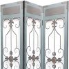 72" Blue Metal Folding Three Panel Screen Room Divider