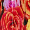 72" Red Canvas Folding Three Panel Screen Room Divider