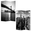72" Gray Canvas Folding Three Panel Screen Room Divider