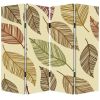 84" Brown Canvas Folding Four Panel Screen Room Divider