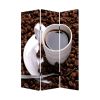 72" Brown Canvas Folding Three Panel Screen Room Divider