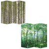84" Green Canvas Folding Four Panel Screen Room Divider