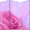 72" Pink Canvas Folding Three Panel Screen Room Divider