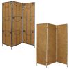 72" Brown Iron Folding Three Panel Screen Room Divider
