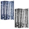 72" Gray And White Canvas Folding Three Panel Screen Room Divider