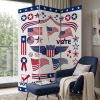 72" Blue and White Canvas Folding Three Panel Screen Room Divider