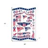 72" Blue and White Canvas Folding Three Panel Screen Room Divider