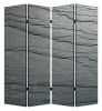 84" Gray Canvas Folding Four Panel Screen Room Divider