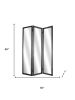 69" Black Wood and Mirrored Glass Folding Three Panel Screen Room Divider