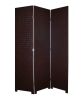 71" Brown Faux Leather Folding Three Panel Screen Room Divider