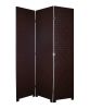 71" Brown Faux Leather Folding Three Panel Screen Room Divider