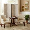 84" Beige Fabric Folding Four Panel Screen Room Divider