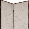 84" Beige Fabric Folding Four Panel Screen Room Divider