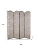 84" Tan Fabric Folding Four Panel Screen Room Divider