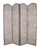 84" Tan Fabric Folding Four Panel Screen Room Divider