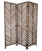 72" Brown Wood Folding Three Panel Screen Room Divider