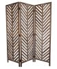 72" Brown Wood Folding Three Panel Screen Room Divider