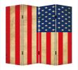 84" Red Natural And Blue American Flag Reversible Canvas Folding Four Panel Room Divider