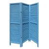 67" Blue Wood Folding Three Panel Screen Room Divider