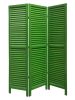 67" Green Wood Folding Three Panel Screen Room Divider