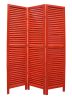 67" Red Wood Folding Three Panel Screen Room Divider