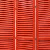 67" Red Wood Folding Three Panel Screen Room Divider