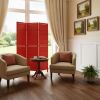 67" Red Wood Folding Three Panel Screen Room Divider