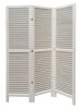 67" White Wood Folding Three Panel Screen Room Divider