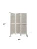 67" White Wood Folding Three Panel Screen Room Divider