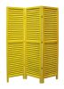 67" Yellow Wood Folding Three Panel Screen Room Divider