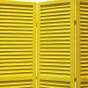 67" Yellow Wood Folding Three Panel Screen Room Divider