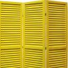 67" Yellow Wood Folding Three Panel Screen Room Divider