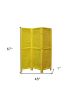 67" Yellow Wood Folding Three Panel Screen Room Divider