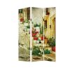 72" Beige Canvas Folding Three Panel Screen Room Divider