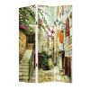 72" Beige Canvas Folding Three Panel Screen Room Divider