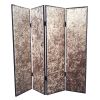 84" Bronze Fabric Folding Four Panel Screen Room Divider