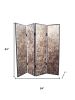 84" Bronze Fabric Folding Four Panel Screen Room Divider