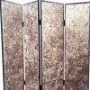 84" Bronze Fabric Folding Four Panel Screen Room Divider