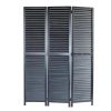 67" Black Solid Wood Panel Screen Room Divider