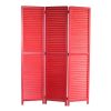 67" Red Solid Wood Panel Screen Room Divider