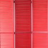 67" Red Solid Wood Panel Screen Room Divider