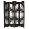 84" Brown Wood Folding Four Panel Screen Room Divider