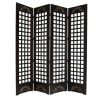84" Brown Wood Folding Four Panel Screen Room Divider