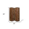 84" Brown Faux Leather Folding Four Panel Screen Room Divider