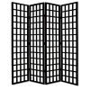 96" Black And White Folding Four Panel Screen Room Divider