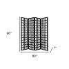 96" Black And White Folding Four Panel Screen Room Divider