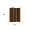 72" Bronze Folding Three Panel Screen Room Divider